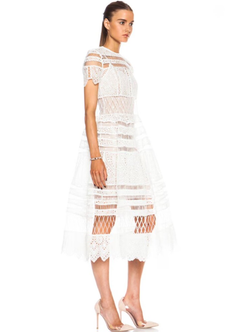 Zimmermann Riot Eyelet Bell Nylon-Blend Dress Size S NEW - Picture 6 of 16